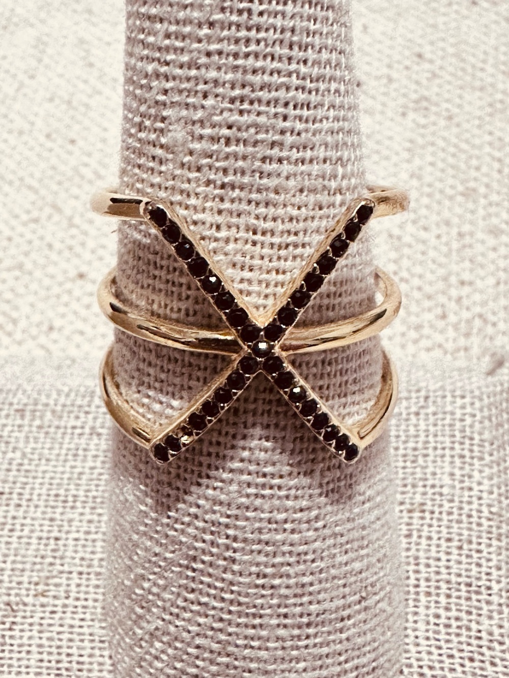Stella & Dot | Ring | Pave X Ring with Black Crystals